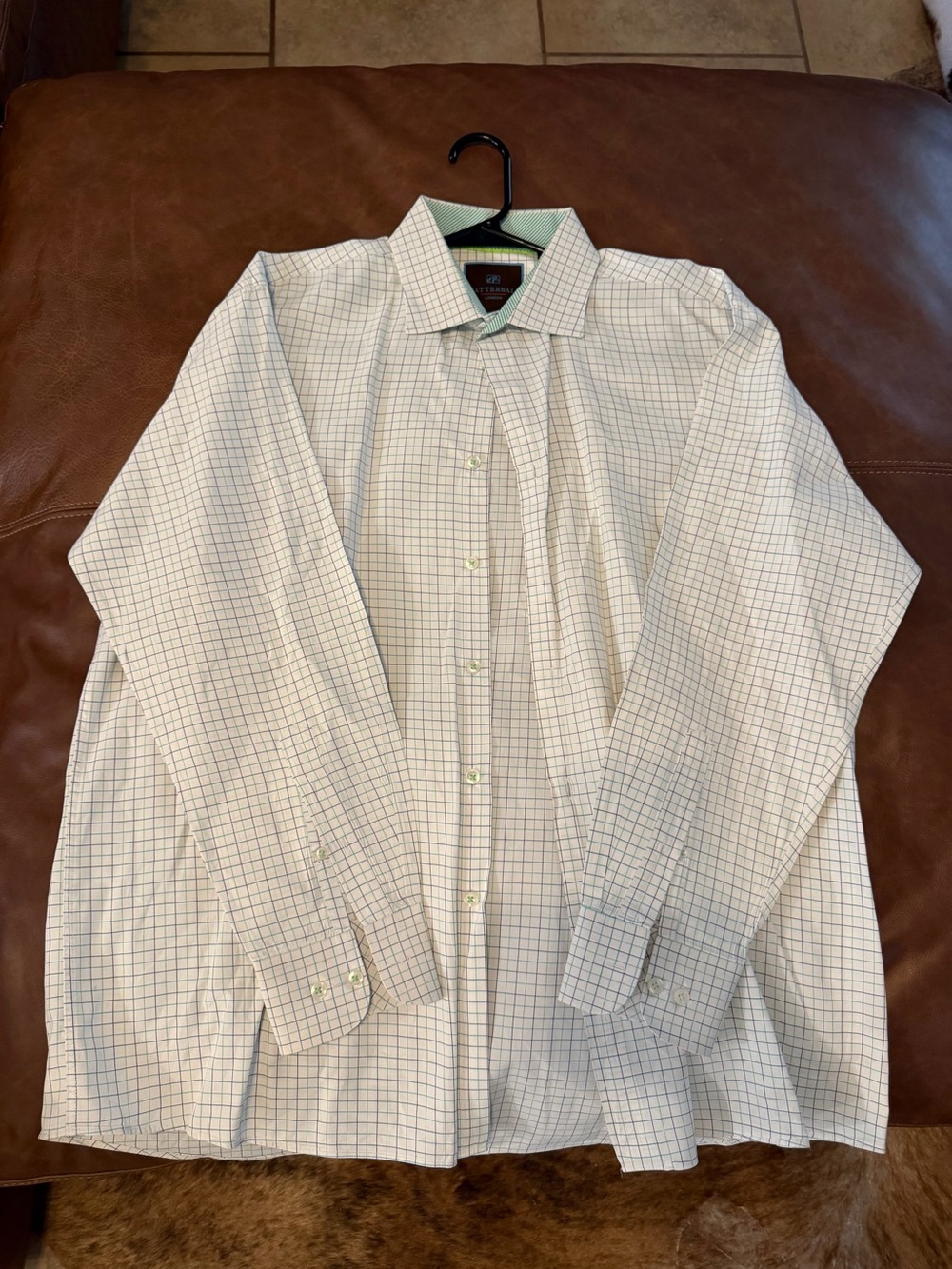 Men's White Check Dress Shirt